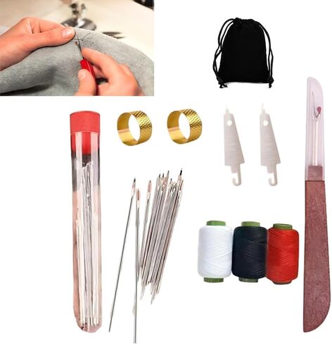 37 Big Eye Steel Sewing Needles Kit, Stainless Steel Hand Sewing Needles for Handcraft Lovers, Professional Steel Needle Set with Large Eye for DIY Sewing Crafts in Saudi Arabia