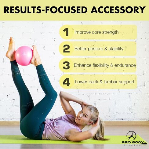 ProBody Pilates Ball Small Exercise Ball w/Pump, 9 Inch Bender Ball, Mini Soft Yoga Ball, Workout Ball for Stability, Barre, Fitness, Ab, Core, Physio and Physical Therapy Ball at Home Gym & Office in Kuwait