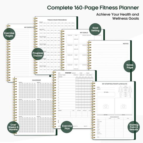 Fitness Workout Journal for Women & Men, A5(5.5" x 8.2") Workout Log Book Planner for Tracking, Progress, and Achieving Your Wellness Goals-Pink in Kuwait