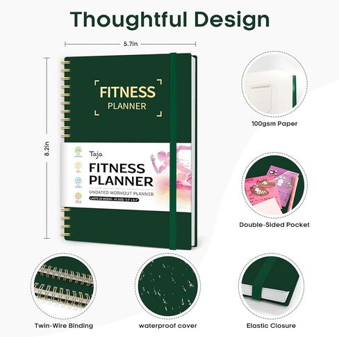 Fitness Workout Journal for Women & Men, A5(5.5" x 8.2") Workout Log Book Planner for Tracking, Progress, and Achieving Your Wellness Goals-Pink in Kuwait