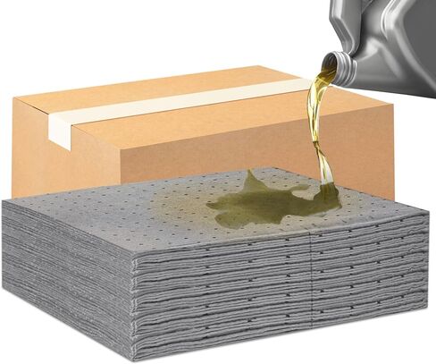 Oil Absorbent Pads – Heavy-Duty 15"x18" & 7.5"x18" Meltblown Polypropylene Mats | Tear-Resistant, Hydrophobic, Reusable, Fast Oil Cleanup for Automotive, Marine & Industrial Use (10, 7.5in x 18in) in Saudi Arabia