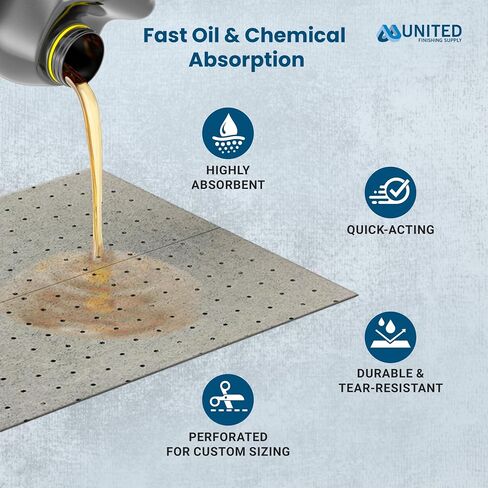 Oil Absorbent Pads – Heavy-Duty 15"x18" & 7.5"x18" Meltblown Polypropylene Mats | Tear-Resistant, Hydrophobic, Reusable, Fast Oil Cleanup for Automotive, Marine & Industrial Use (10, 7.5in x 18in) in Saudi Arabia