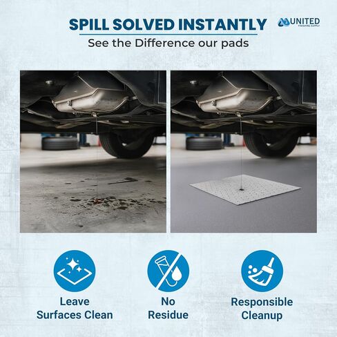 Oil Absorbent Pads – Heavy-Duty 15"x18" & 7.5"x18" Meltblown Polypropylene Mats | Tear-Resistant, Hydrophobic, Reusable, Fast Oil Cleanup for Automotive, Marine & Industrial Use (10, 7.5in x 18in) in Saudi Arabia