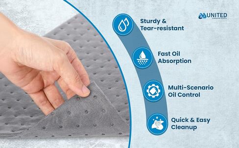 Oil Absorbent Pads – Heavy-Duty 15"x18" & 7.5"x18" Meltblown Polypropylene Mats | Tear-Resistant, Hydrophobic, Reusable, Fast Oil Cleanup for Automotive, Marine & Industrial Use (10, 7.5in x 18in) in Saudi Arabia