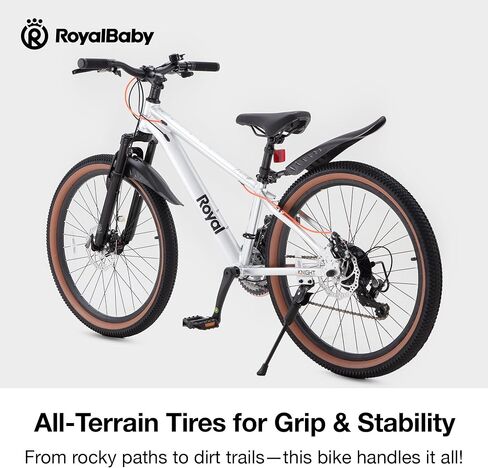 دراجة جبلية للأطفال من RoyalBaby، إطار من الألومنيوم خفيف للغاية بعجلات 20-26 بوصة للأولاد والبنات من عمر 10 سنوات فما فوق، سرعة 7/21 مع تعليق أمامي in Kuwait
