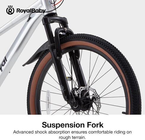 دراجة جبلية للأطفال من RoyalBaby، إطار من الألومنيوم خفيف للغاية بعجلات 20-26 بوصة للأولاد والبنات من عمر 10 سنوات فما فوق، سرعة 7/21 مع تعليق أمامي in Kuwait