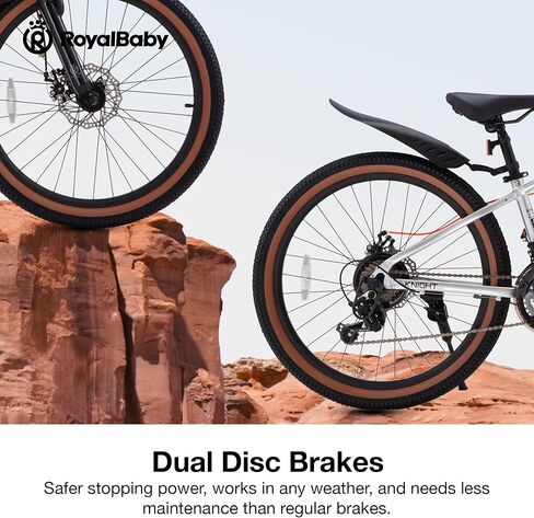 دراجة جبلية للأطفال من RoyalBaby، إطار من الألومنيوم خفيف للغاية بعجلات 20-26 بوصة للأولاد والبنات من عمر 10 سنوات فما فوق، سرعة 7/21 مع تعليق أمامي in Kuwait