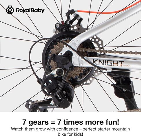 دراجة جبلية للأطفال من RoyalBaby، إطار من الألومنيوم خفيف للغاية بعجلات 20-26 بوصة للأولاد والبنات من عمر 10 سنوات فما فوق، سرعة 7/21 مع تعليق أمامي in Kuwait