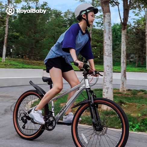 دراجة جبلية للأطفال من RoyalBaby، إطار من الألومنيوم خفيف للغاية بعجلات 20-26 بوصة للأولاد والبنات من عمر 10 سنوات فما فوق، سرعة 7/21 مع تعليق أمامي in Kuwait