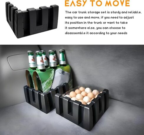 4PCS Multipurpose Cargo Organizer Blocks, Plastic Cargo Storage Organizer Blocks for Wool Carpet Trunk, Grocery Trunk Divider Cargo Containment System for Car SUV Van Trunk in Saudi Arabia