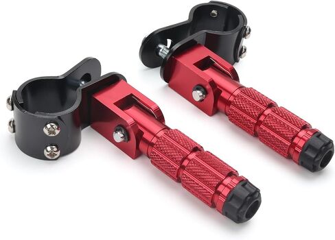 M8 Motorcycle Foot Pegs 90° Foldable Footrests Fit 1.22-1.29in for Motorbike Brackets, Dirt Bike Bicycle Electric Bike Ebike Go Kart, CNC Aluminum Anti-Skid Passenger Footpeg Supports Black in Saudi Arabia