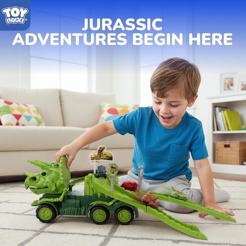 TOY Life Toddler Car Toy for 1+ Year Old, Dinosaur Transport Carrier Truck with 4 Pull Back Dinosaur Cars Dino Figures, Dinosaur Toys for Kids 1 2 3 4 5+, Christmas Birthday Gift for 18M+ Boys Girls in Saudi Arabia
