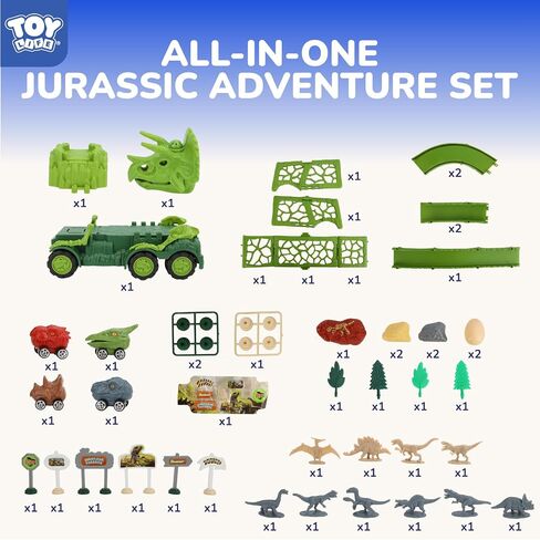 TOY Life Toddler Car Toy for 1+ Year Old, Dinosaur Transport Carrier Truck with 4 Pull Back Dinosaur Cars Dino Figures, Dinosaur Toys for Kids 1 2 3 4 5+, Christmas Birthday Gift for 18M+ Boys Girls in Saudi Arabia