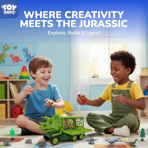 TOY Life Toddler Car Toy for 1+ Year Old, Dinosaur Transport Carrier Truck with 4 Pull Back Dinosaur Cars Dino Figures, Dinosaur Toys for Kids 1 2 3 4 5+, Christmas Birthday Gift for 18M+ Boys Girls in Saudi Arabia
