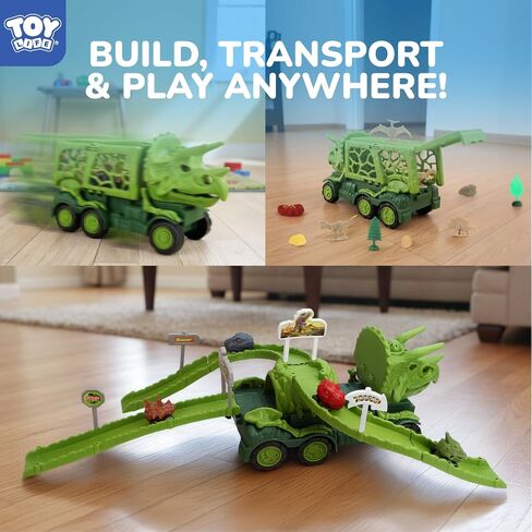 TOY Life Toddler Car Toy for 1+ Year Old, Dinosaur Transport Carrier Truck with 4 Pull Back Dinosaur Cars Dino Figures, Dinosaur Toys for Kids 1 2 3 4 5+, Christmas Birthday Gift for 18M+ Boys Girls in Saudi Arabia