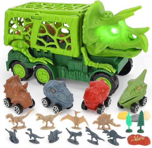 TOY Life Toddler Car Toy for 1+ Year Old, Dinosaur Transport Carrier Truck with 4 Pull Back Dinosaur Cars Dino Figures, Dinosaur Toys for Kids 1 2 3 4 5+, Christmas Birthday Gift for 18M+ Boys Girls in Saudi Arabia