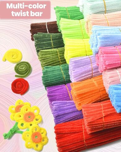 100 Pcs Christmas Pipe Cleaners - 20 Colors Rainbow Chenille Stems, 12-Inch Fuzzy Sticks Fabric Ribbons for Crafts, DIY Art Projects, Activities, and Holiday Decorations in Saudi Arabia