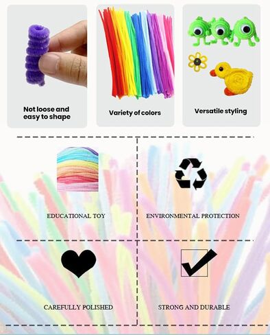 100 Pcs Christmas Pipe Cleaners - 20 Colors Rainbow Chenille Stems, 12-Inch Fuzzy Sticks Fabric Ribbons for Crafts, DIY Art Projects, Activities, and Holiday Decorations in Saudi Arabia