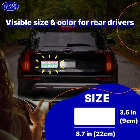 مغناطيس سيارة GEEKBEAR Student Driver - ملون، عاكس، مقاوم للطقس - مستطيل 8.7 × 3.5 بوصة (أصفر/أسود) in Saudi Arabia