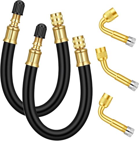 Lusofie 5 Pack Tire Valve Extender Includes 2pcs 8.25 Inch Flexible Tire Valve Extender and 3pcs Brass 45 90 135 Degree Tires Valves Stem Extension Adaptor for RV Cars Motorcycle Truck Bike Scooter in Saudi Arabia