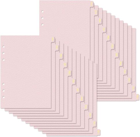 Koqye Leather Textured A5 6-Ring Binder Dividers with 12 Monthly Tabs, Pink Paper Index Page Separators for Planner/Organizer (1 Set - 12 Monthly Tabs) in Saudi Arabia