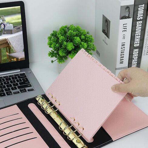 Koqye Leather Textured A5 6-Ring Binder Dividers with 12 Monthly Tabs, Pink Paper Index Page Separators for Planner/Organizer (1 Set - 12 Monthly Tabs) in Saudi Arabia