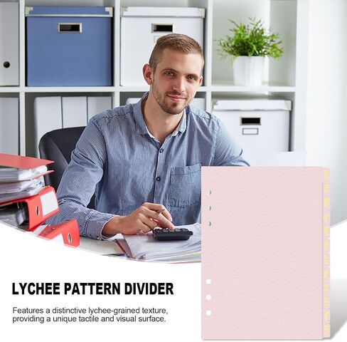 Koqye Leather Textured A5 6-Ring Binder Dividers with 12 Monthly Tabs, Pink Paper Index Page Separators for Planner/Organizer (1 Set - 12 Monthly Tabs) in Saudi Arabia