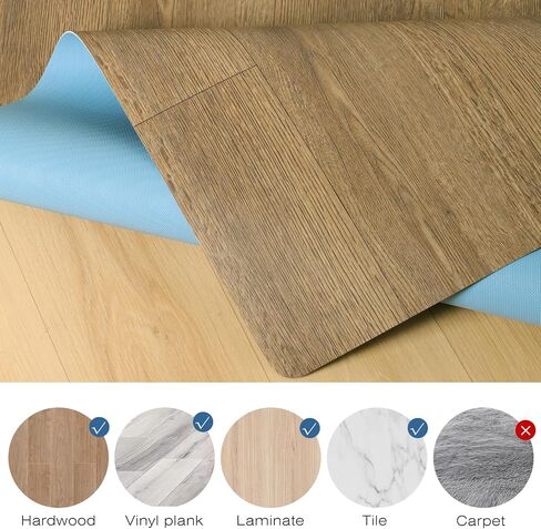 30"x48" Vintage Blue Floral Office Chair Rug, Durable Desk Chair Rug,Machine Washable Computer Chairs Mat on Home Office,Anti Slip Under Desk Carpet, Floor Protectors for Computer Floor, Rolling Mat in Saudi Arabia