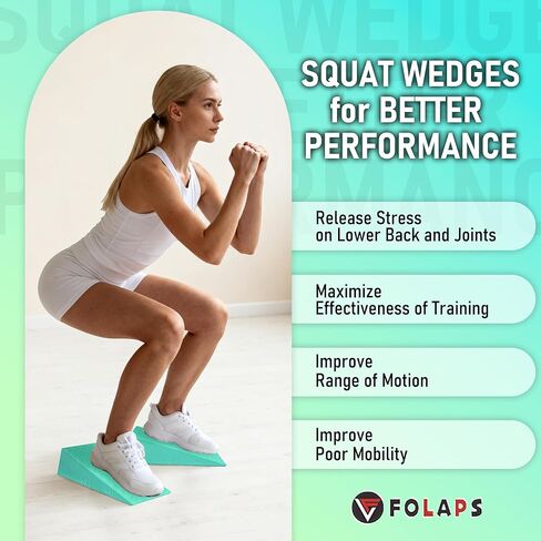 Squat Wedge Block for Heel Elevated Squat, Weightlifting Calf Stretcher Slant Board for Squat Improve Mobility Balance and Strength Performance in Kuwait