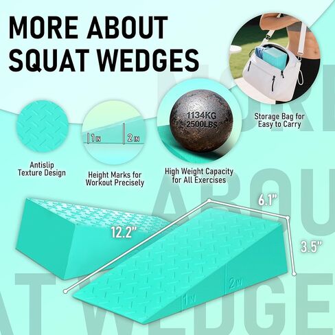 Squat Wedge Block for Heel Elevated Squat, Weightlifting Calf Stretcher Slant Board for Squat Improve Mobility Balance and Strength Performance in Kuwait