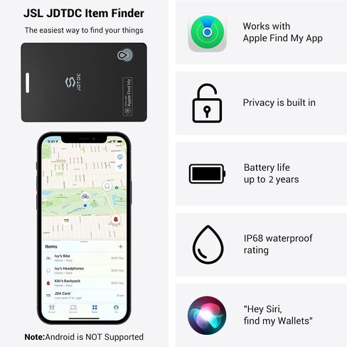 Wallet-Tracker-Card Genuine Apple MFi Certified Smart-Card-Wallet-Locator (iOS Only) Ultra-Thin-Credit-Card-Tracker for Passport, Luggage, Bags, Anti-Loss Item-Finder-Card, Works with Apple Find My in Saudi Arabia