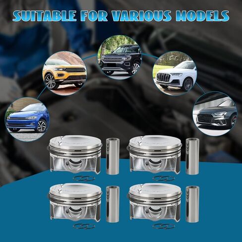 مجموعة حلقات المكبس 4 قطع Φ21mm 06H107065AM لمحرك 2.0T - متوافقة مع Passat Tiguan GTI Jetta TT A3 A4 Q5 2.0L مجموعة ملحقات حلقات المكبس البديلة للسيارات in Saudi Arabia