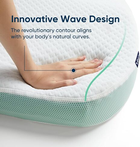 Vesta MintZen Silicone Foam Pillow, Wave Shape for Shoulder & Neck Support, Ideal for Back, Stomach, and Combo Sleepers, Washable Cooling Cover, Medium Profile (3-3.5" Height) in Saudi Arabia