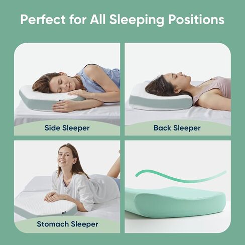 Vesta MintZen Silicone Foam Pillow, Wave Shape for Shoulder & Neck Support, Ideal for Back, Stomach, and Combo Sleepers, Washable Cooling Cover, Medium Profile (3-3.5" Height) in Saudi Arabia