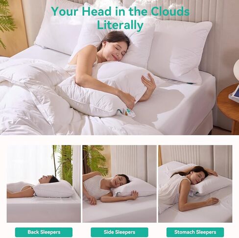 Three Geese White Goose Feather Down Pillows Queen Size Set of 1-100% Cotton, Medium Firm,Soft Support in Saudi Arabia