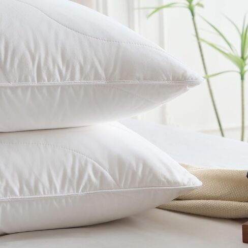 Three Geese White Goose Feather Down Pillows Queen Size Set of 1-100% Cotton, Medium Firm,Soft Support in Saudi Arabia
