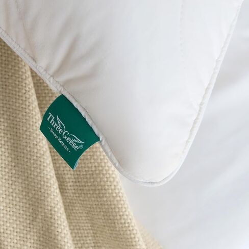 Three Geese White Goose Feather Down Pillows Queen Size Set of 1-100% Cotton, Medium Firm,Soft Support in Saudi Arabia