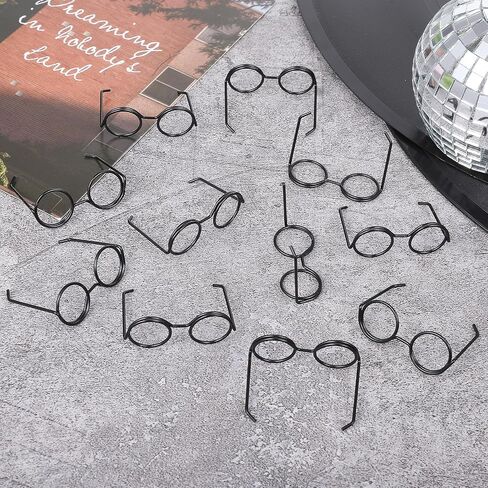 20Pcs Mini Glasses,Metal Mini Handmade Glasses Cute Doll Making Supplies for Dolls Dress Up,Pets Costume Accessories(Black) in Saudi Arabia