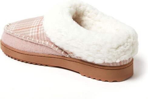 Dearfoams Women's Nyla Felted and Plaid Moc Toe Clog Slipper in Saudi Arabia