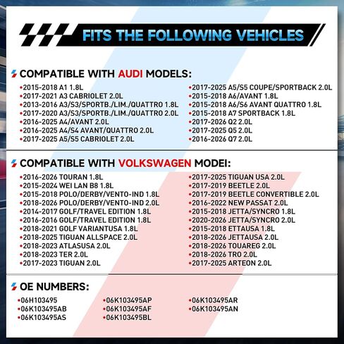 PCV صمام فاصل زيت المحرك صمام تنفيس علبة المرافق متوافق مع 2014-2018 Audi A3 A4 Volkswagen Golf VW Jetta Passat Bettle GTI 1.8T 2.0T، استبدال #06K103495 06K013495AA 06K103495AT in Kuwait