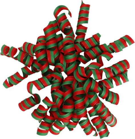 6 Pcs Red and Green Christmas Curly Ribbon Bows 6 Inch Gift Bow Self Adhesive Gift Wrapping Bow for Presents, Wine Bottle, Treat Bags, Birthday, Wedding Party Favors (rea and Green) in Saudi Arabia