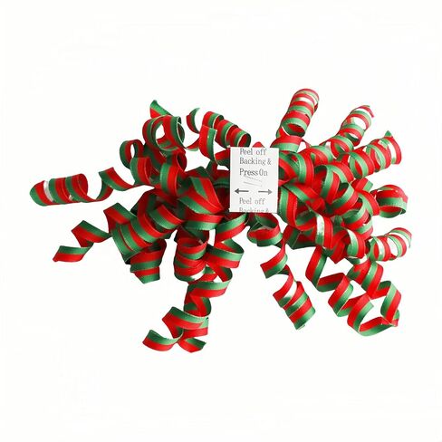 6 Pcs Red and Green Christmas Curly Ribbon Bows 6 Inch Gift Bow Self Adhesive Gift Wrapping Bow for Presents, Wine Bottle, Treat Bags, Birthday, Wedding Party Favors (rea and Green) in Saudi Arabia