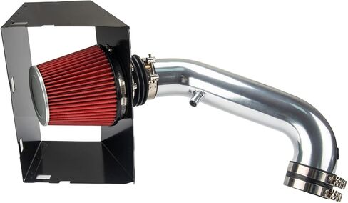 طقم نظام دخول الهواء البارد مقاس 3.5 بوصة من KAX + درع حراري متوافق مع 2011-2018 1500 5.7L، 2019-2023 1500 Classic 5.7L، 2009-2010 Ram 1500 5.7L، 2013-2018 2500/3500 5.7L، أحمر in Kuwait