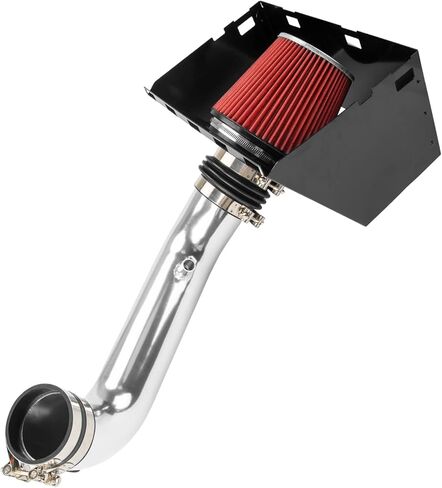 طقم نظام دخول الهواء البارد مقاس 3.5 بوصة من KAX + درع حراري متوافق مع 2011-2018 1500 5.7L، 2019-2023 1500 Classic 5.7L، 2009-2010 Ram 1500 5.7L، 2013-2018 2500/3500 5.7L، أحمر in Kuwait