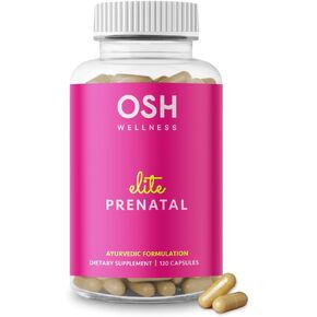 Freshly Moms OSH Wellness Elite Prenatal Vitamins for Women | Supports Baby's Growth and Brain Development with Folate, Choline, Iron, Vitamins A, C, D, E, K, B6, B12 & More | 120 Vegan Capsules