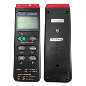 TECPEL DTM-319 Four Channel Type-K Thermocouple Data Logger Thermometer Taiwan-Made (TPK-01 4pc Included)