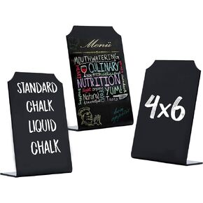Small Chalkboard Sign for Food Tabletop Standing | Acrylic Board | Size 4 x 6 Chalk and Liquid Chalk Markers -Mini Blackboard with Stand for Restaurant Cafes Menus Place Cards, (Advanced Group Corp.)