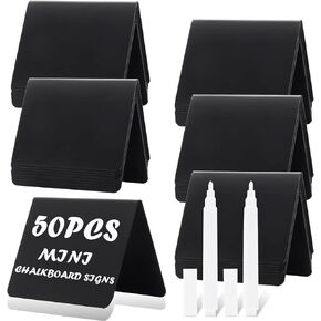 50 عبوة من لافتات السبورة الصغيرة مقاس 4 × 3 بوصات للطعام، لافتات سبورة على شكل حرف V على سطح الطاولة لبوفيه الحفلات وحفلات الزفاف، سهلة الكتابة والمسح، لافتات سبورة صغيرة لرسائل الطاولة للمخبوزات in Kuwait