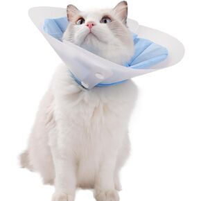 KUDES Dual Layer Cat Cone, Dual-Purpose Model Lightweight All-Around Protective Neck After Surgery E Collar to Wound (Blue M (7.8inch- 13.3inch))