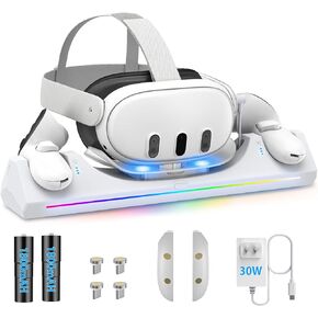 قاعدة شحن Catlyn لـ Meta Quest 3: ملحقات ROG الملونة للأضواء Quest 3 للشحن السريع بقدرة 30 وات - حامل شحن لجهاز التحكم Oculus Quest 3 ومحطة الشحن المغناطيسية Quest 3 in Kuwait